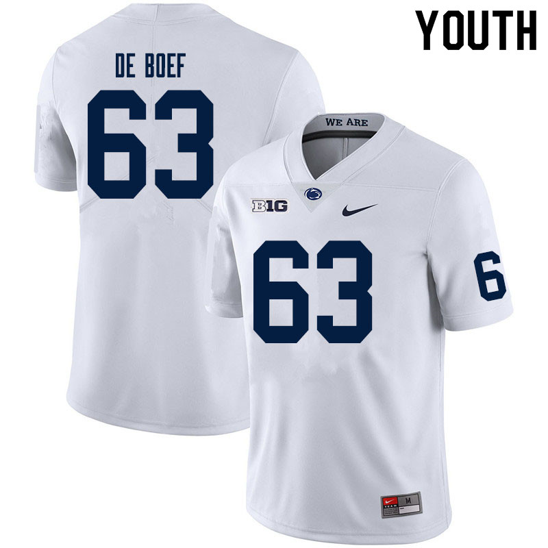 Youth #63 Collin De Boef Penn State Nittany Lions College Football Jerseys Sale-White - Click Image to Close